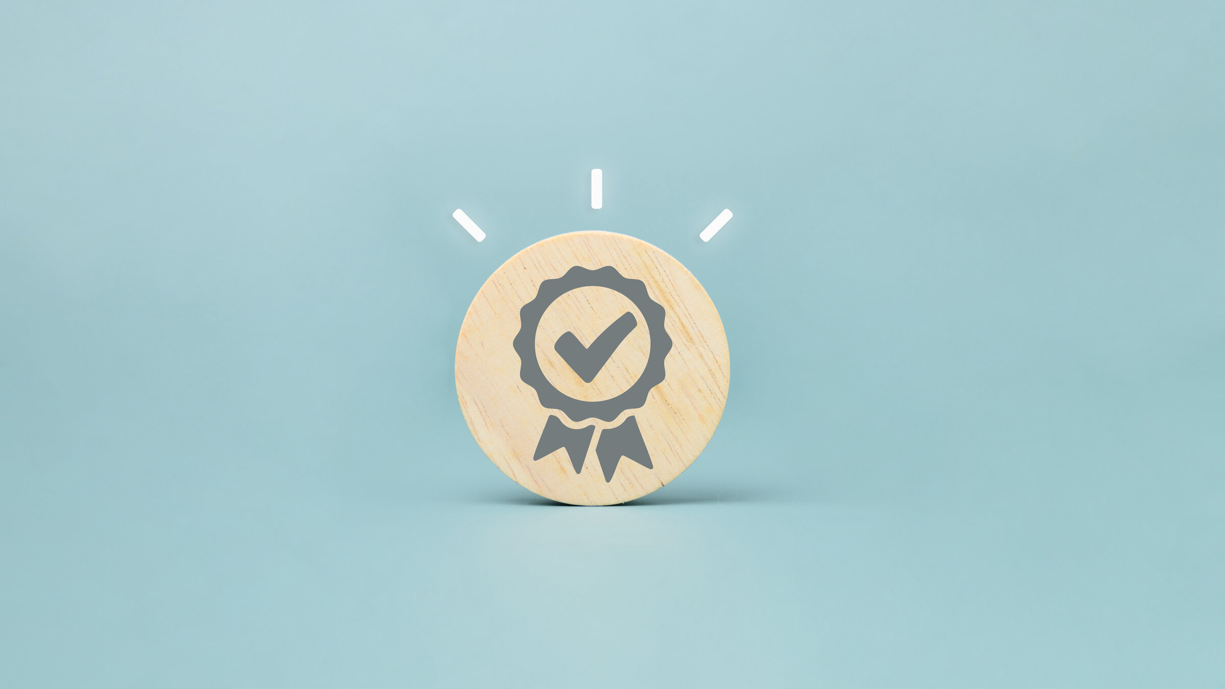 Certificate guarantee icon on wooden cube, International Organization for Standardization ISO and quality control certification concept, Sign of top service quality assurance