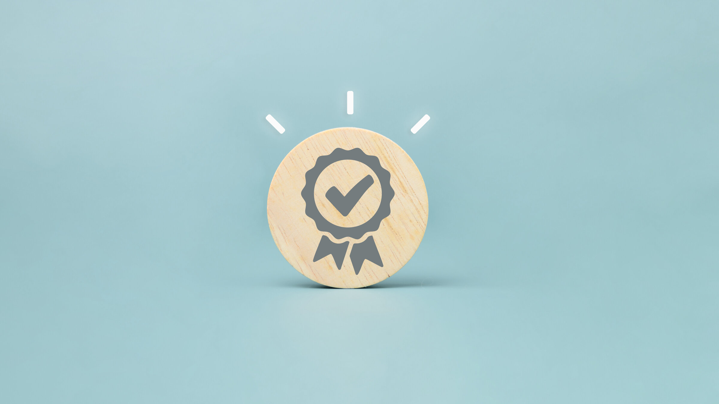 Certificate guarantee icon on wooden cube, International Organization for Standardization ISO and quality control certification concept, Sign of top service quality assurance