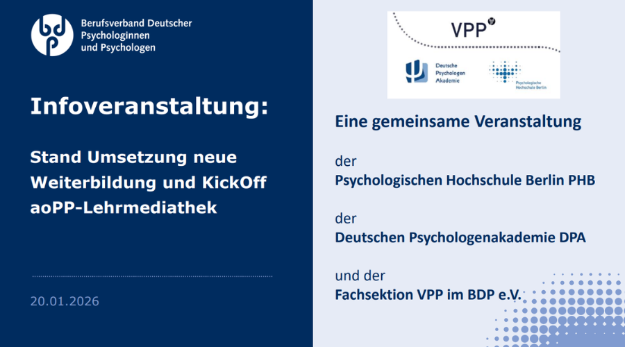 Die „neue“ anwendungsorientierte Parcoursprüfung (aoPP) und Weiterbildung zur Fachpsychotherapeut*in Die „neue“ anwendungsorientierte Parcoursprüfung (aoPP) und Weiterbildung zur Fachpsychotherapeut*in
